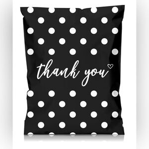 Set of 25 Black and White Polka Dot Thank You Polymailers in 12”x15.5” Size